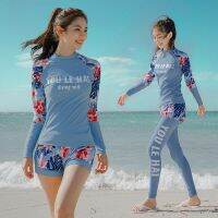 Womens 3pcs/set Printed Long Sleeve Rashguard UV Sun Protection Surf Shirt With Pants Shorts Full Body Bathing Suit Dive Skin