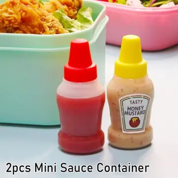 2 Pieces Mini Condiment Squeeze Bottles Plastic Ketchup Bottle Bento Box  Honey Salad Container