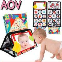 AOV Tummy Time กระจกเงา Montessori ของเล่นฝึกประสาทสัมผัสสำหรับทารกพร้อมหนังสือผ้านุ่มและยางกัดสำหรับเด็กวัยหัดเดิน Gratis Ongkir ปลา826