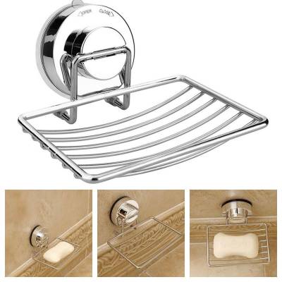 Tray Cup Holder Chrome Bathroom Strong Suction Soap Dish