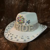 2 Pistal FATO Da Donna In Lana Da Sposa Cappello Da Cowboy Tesa Larga Strass Da Sposa Sombrero Occidentale Hombre Cappello Fedora Biibio