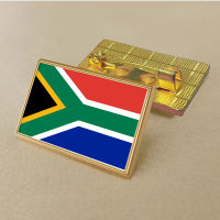 Republic of South Africa flag pin 2.5*1.5cm zinc die-cast PVC colour coated gold rectangular medallion badge without added resin