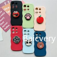 New Wavy Edge Macaron Candy Color Case Tecno Spark GO 2023 POP 7 Pro Infinix Smart 7 With Cartoon Stand