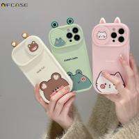 【Great. Cell phone case】 เลนส์กล้องเลื่อนใช้ได้กับ iPhone 14 Plus 13 12 11 Pro Max XS XR X เคสโทรศัพท์3D Hello Kitty หูแมวหมีกบรักการ์ตูนน่ารักกรอบเคสกันกระแทก