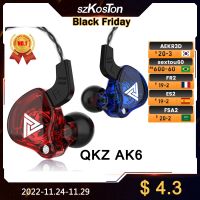 QKZ AK6ไดร์เวอร์ทองแดงหูฟังเน้นเสียงเบส HiFi มีสายของแท้,ชุดหูฟังสเตอริโอโทรศัพท์หูฟังเพลงหูฟังสปอร์ตสำหรับวิ่ง