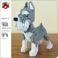 PZX 6618-1 Animal World Standard Schnauzer Dog Stand Pet Doll Model Mini Diamond Blocks Bricks Building Toy for Children no Box