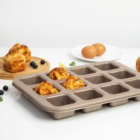 【hot】ↂ❈∏  6/12 Holes Baking Mould Non Stick Carbon Pastry Mold Bread Loaf Pan Brownies Tools