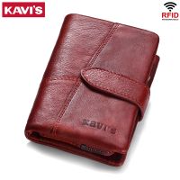 【CW】❉✸  KAVIS Leather Wallet with Coin Female Small Portomonee Rfid Credit Card Walet Perse Money
