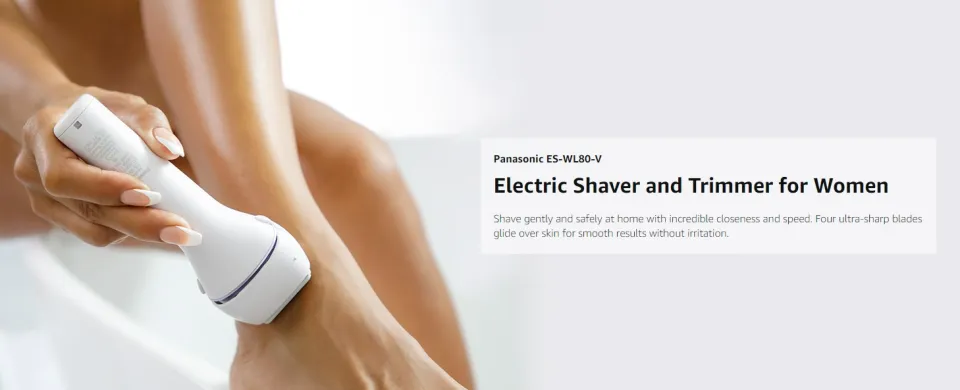 Panasonic Close Curves Electric Shaver for Women, Cordless 4-Blade Shaver, Bikini Attachment, Pop-Up Trimmer, Wet Dry Operation ES-WL80-V (Purple)