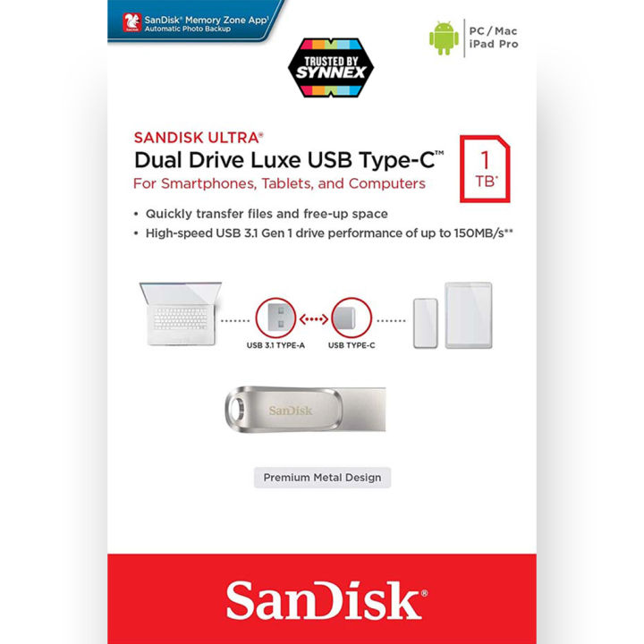 sandisk-ultra-dual-drive-luxe-usb-type-c-1tb-sdddc4-1t00-g46-แฟลชไดรฟ์-ไดร์ฟotg-สำหรับโทรศัพท์-แทปเลท-tablet-ipad-pro