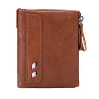 【✆New✆】 ehun8 กระเป๋าเงิน Rfid กระเป๋าสตางค์ผู้หญิง Dompet Koin กระเป๋าสตางค์หนังแท้ผู้ชายกระเป๋าเงินใส่บัตรหนังวัวมีซิปคู่ดีไซน์แบบมีกระเป๋า
