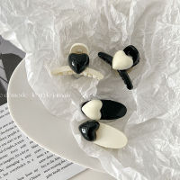 【cw】 Black and White Simple Love Mini Small Jaw Clip Cute Sweet Bang Clip Duckbill Clip All-Match Simple Hair Clip Hair Accessories