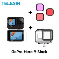 GoPro 11 /10 / 9 TELESIN เคสกันน้ำ Waterproof Case + Filter 50M Waterproof Lens Filter + ฟิล์ม Film