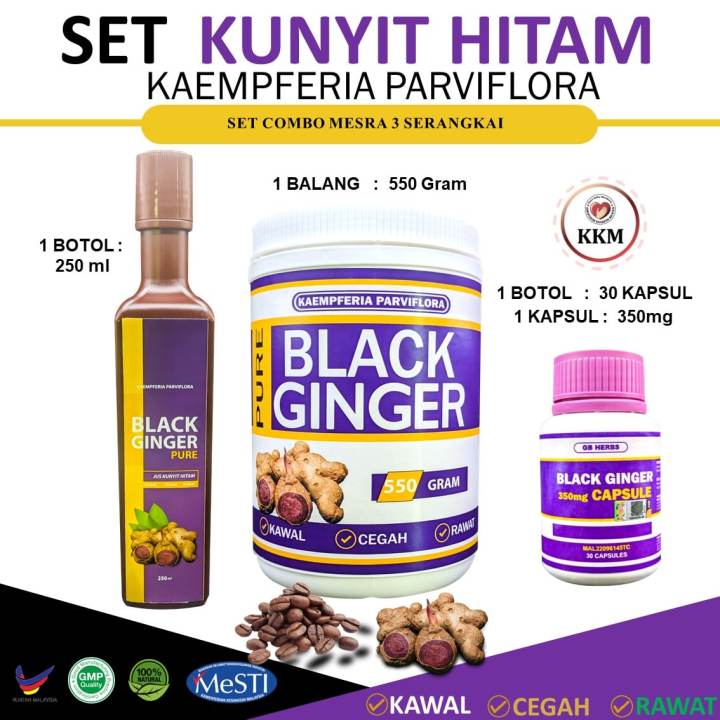 SET KUNYIT HITAM ASLI [KOPI + KAPASUL + JUS BUASIR] RAWAT 3 SERANGKAI ...