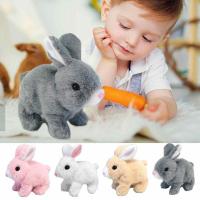 Cute Electric Pet Easter Plush Stuffed Bunny Interactive Toy Robot Rabbit Walking Jumping Running Animal Shake Ears For Kid Gift