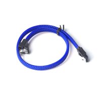 50CM SATA 3.0 III SATA3 7pin Data Cable Right Angle 6Gb/s SSD Cables HDD Hard Disk Data Cord with Nylon Sleeved(Blue)