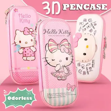 Sanrio 3D Pink Hello Kitty Pen Pencil Case Bag Pouch Box Zip Around