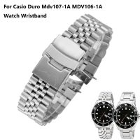 สายนาฬิกาโลหะเหล็กสำหรับดำน้ำ22มม. 3แบบเหมาะกับนาฬิกา Casio Duro Mdv107-1A MDV106-1A สายรัดข้อมือชิ้นส่วนสายรัดนาฬิกาข้อมือ