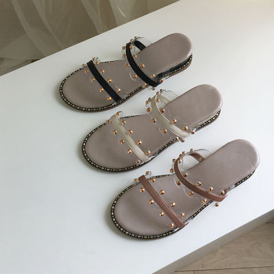 [ccomccomshoes] Nicole Clear Stud Mule Slippers (3.5 cm)-Let me introduce you comfortable mule slippers with unique details