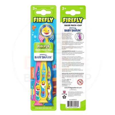 FireFly Baby Shark Suction Cup Toothbrush (3-Pack) แปรงสีฟันเด็ก