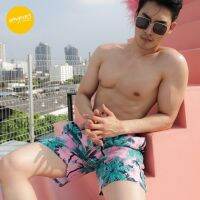 amyours on the beach กางเกงขาสั้นชาย คุณภาพดี ว่ายน้ำ เดินชายหาด รุ่น Mens Summer ลาย Pink Sea