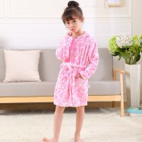 Baby Girl Homewear Warm Soft Children Flannel Pajamas 2-8Year Boys Dinosaur Robe Autumn Winter Kids Bathrobe Child Sleepwear