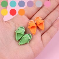 2Pcs 1:12 Dollhouse Miniature Things Cute Shark Slippers Doll Shoes Suit For Ob11 1/12 Bjd Doll Gsc DOD YMY Doll Accessories