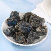 【Creative Dream Works】100G มูนสโตนธรรมชาติสีฟ้าดิบอัญมณีหยาบ Ore Labradorite Rock Quartz ตัวอย่างอุปกรณ์ตกแต่งบ้าน