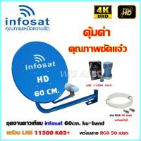 ชุดจานดาวเทียม INFOSAT 60CM. + LNB 11300 k03+ พร้อมสาย 50เมตร