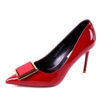 Patent leather high heels womens 21 early new pean and pnted toe tent leather show mouth sqre le sgle shoes we red weng shoes