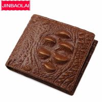 JINBAOLAI Men Genuine Cow Leather Wallets Crocodile Skin Money Clip Fashion Purses Coin Pocket Short Top Quality Male Wallets