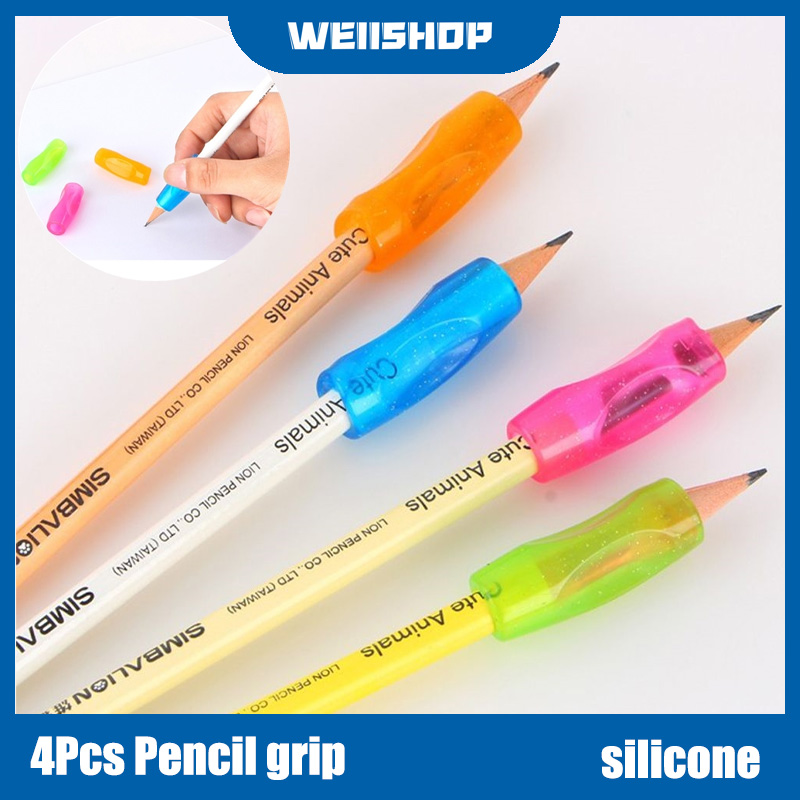 4Pcs Pencil grip child kid handwriting aid tool soft rubber pen topperSXI 