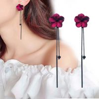 【YF】◑  Fashion Wine Flowers Tassel Earrings for Temperament Pendant Earring Ear Korean Bride Wedding Jewelry