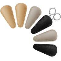 Scissors Sheath Safety Leather Scissors Cover Sewing Scissor Sheath Portable Tool(BlackGray and Light Apricot) 6 Pcs