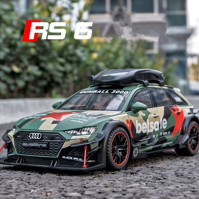 ■◆♙ 1/24 audi rs6 liga avant station wagon modelo de carro diecastas brinquedo pista esportes simulação som e luz crianças presente