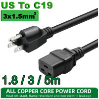 สายไฟ US American C19 High Power Square Port Power Cord High-quality Pure Copper Cable Suitable For Computers UPS/PDU server