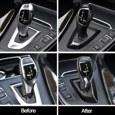 1ชิ้นรถคันเกียร์เปลี่ยนลูกบิดปกสีดำสำหรับ BMW X5 X6 E70 E71 2008-2013คาร์บอนไฟเบอร์คันเกียร์เปลี่ยนลูกบิดปกตัด