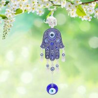 ตุรกี Blue Evil Eye Amulets Hand Wall Protection แขวน จี้ Wind Chimes Garden ตกแต่งบ้านเครื่องประดับ Blessing G