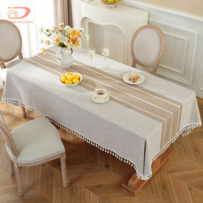 【มีสินค้า】ที่ผ้าปูโต๊ะฝ้ายลินินเครื่องทำพู่ผ้าปูโต๊ะกันน้ำกันฝุ่นสำหรับตารางสี่เหลี่ยมผืนผ้า