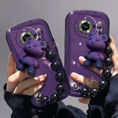 สร้อยข้อมือ + เคสโทรศัพท์ตุ๊กตา Realme 11Pro 11 Pro + Realme11 5G 4G C53 C51 NFC ปลอกอ่อน Realme 11 NFC แฟชั่นพร้อมตุ๊กตาหมีเคสใสสร้อยข้อมือสำหรับ Realme11โปร +