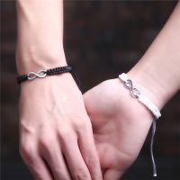 Infinity weaving Handmade Bracelet Men Women Jewelry 8 Number Pendant Charm Couple Bracelets For Lover Friend Gifts