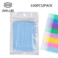 zwellbe 100pcs/pack Disposable Makeup Brushes Swab Durable Micro Mascara Brush Eyelash Extension Individual Lash Removing Tools Makeup Brushes Sets