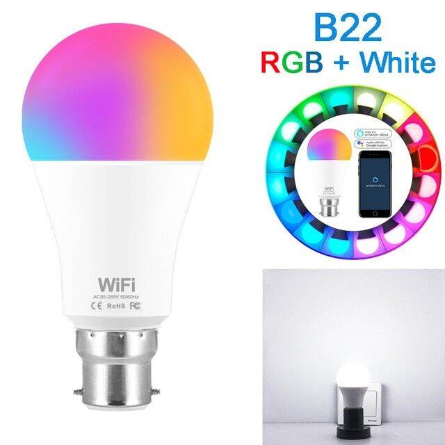 2023-hot-lan84-หลอดไฟไฟอัจฉริยะควบคุมผ่านไวไฟ-rgb-สีขาวมหัศจรรย์หรี่แสงได้หลอดไฟ-led-b22-e27ไวไฟใช้ได้กับ-amazon-alexa-สมาร์ตโฟน-google-home