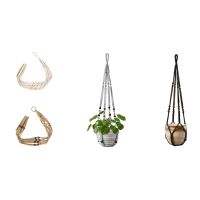 Plant Hook Indoor Hanging Flowerpot Basket with Wooden Bead Decoration Flowerpot Stand Without