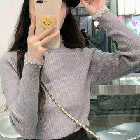 [COD] and Foreign Long-sleeved Half Collar Knitted Bottom Shirt Womens Middle Neck Sweater