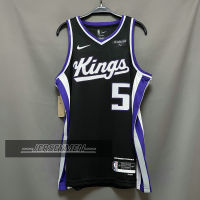 【High Quality】2023-24 Mens New Original Kings #5 DeAaron Fox Jersey Icon Edition Black Swingman Heat-pressed