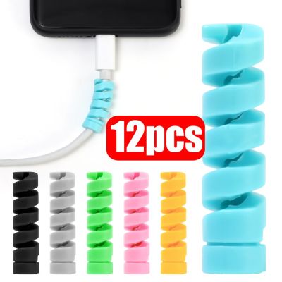 1/12Pcs Spiral Silicone Cable Wrap Protector Anti-break Data Cable Holder Sleeve Cord Saver Mouse USB Charger Cables Winder