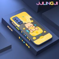 Jlingji เคสสำหรับ VIVO V19 V19 Neo V19G การ์ตูนชีสหมีมีน้ำค้างแข็งโปร่งใสบางแข็งขอบสี่เหลี่ยมกันกระแทกรูปแบบปลอกซิลิโคนคลุมทั้งหมดป้องกัน Softcase