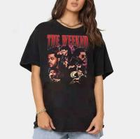 Vintage Singer The Weeknd Dawn FM Graphic Print T-shirts Men Fashion Street Tshirt Summer Male Pure Cotton T Shirt