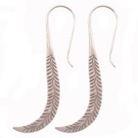 Handmade long Thai design earrings pure silver Thai Karen hill tribe สวยทำจากมึอลวดลายไทยตำหูเงินกระเหรี่ยงทำจากมือชาวเขางานฝีมือสวยของฝากที่มีคุณค่าของฝากถูกใจ